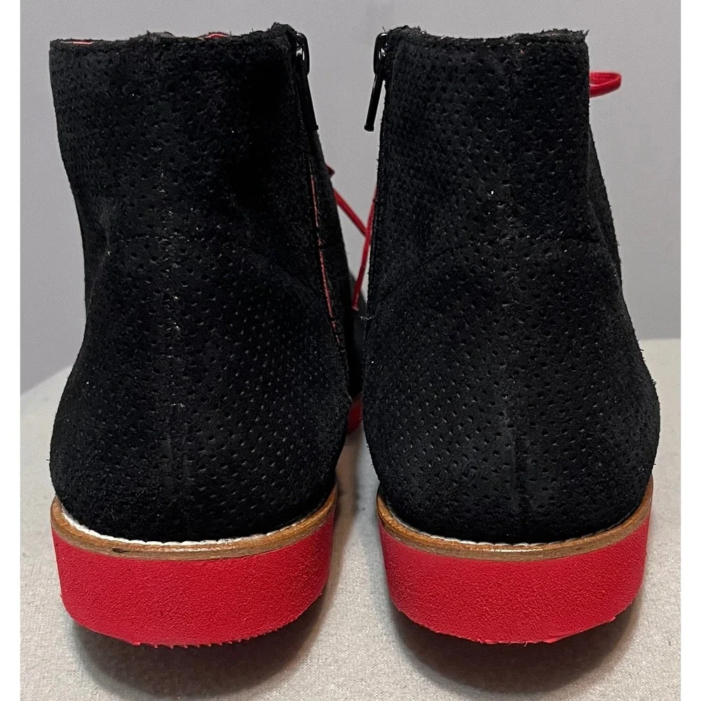 Girotti Mens Black Perforated Suede Red Sole Chukka Boots Side Zip Size READ